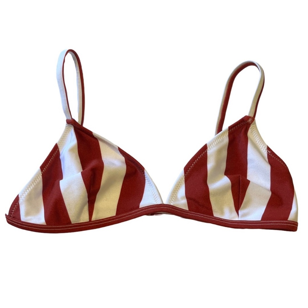 Lurelly Designer Red&White Striped Bikini Top